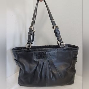 Coach purse soft black leather classic silver shoulder